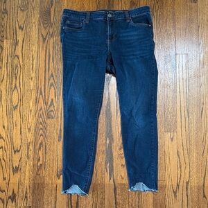 B36 Kut from the Kloth Women’s 12 Indigo Ankle Skinny Jeans with Distressed Hem